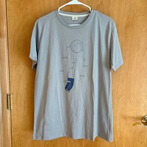 MONCAT Typographia Graphic T‎ Shirt Grey Organic Cotton Balloon Man Print Large